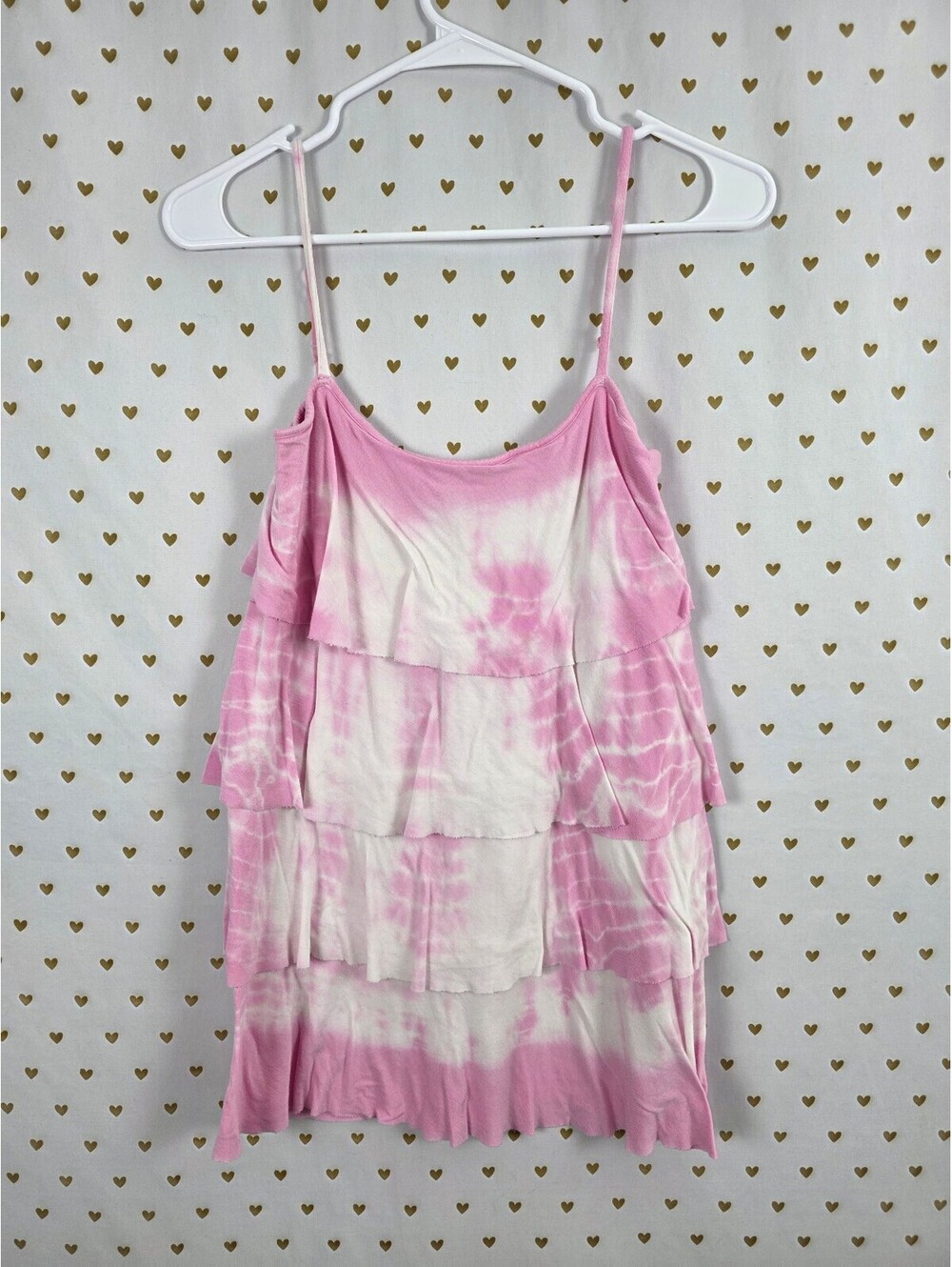 Victorias Secret PINK Vintage Y2k Ruffled Tiered Tye Dye Tank Top Med Large
